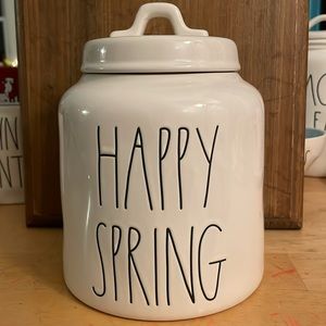 🌎 Rae Dunn  “Happy Spring”Cookie Jar & Lid Canister (9)